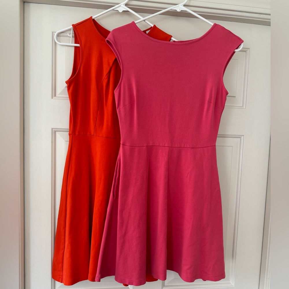 2 Short comfortable Sun Dresses Bright Pink And Orange XS New York & Company